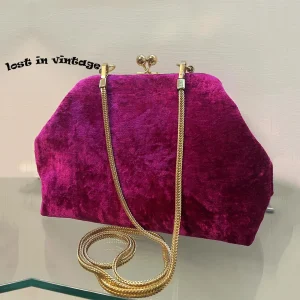 Lost in Vinatge Clicclac Bag Shiny Velvet Snap Clasp Ball Kiss Lock Metal Frame Antique Purse Gold Evening Clutch 32x25x10 cm - AliExpress Women's Handbags