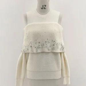 New French Style Elegant Women O Neck Nail Drill Long Sleeve Pullover Knitted Jumpers Sweater Tops Knitwear Office Designer Lady - AliExpress Sweaters&Jumpers
