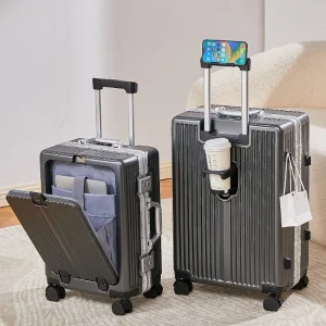Aluminum Frame Luggage Drop Resistant Multifunction Women Suitcase 24 Inch Front Opening Travel Luggage Travel Suitcase - AliExpress Luggage