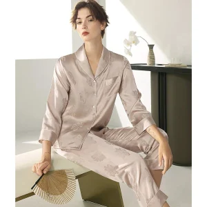 100% Mulberry Silk Women's Pajamas Solid Color Lapel Button Cardigan & Pants Luxury Sleepwear 2pcs Set Elegant Pijama Loungewear - AliExpress Women's Sleep & Lounge