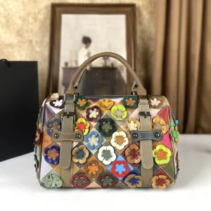 Women's Handbag Real Leather Floral Patchwork Street Style Shoulder Crossbody Bag Soft Structure Daily Match Handmade - AliExpress Women's Handbags