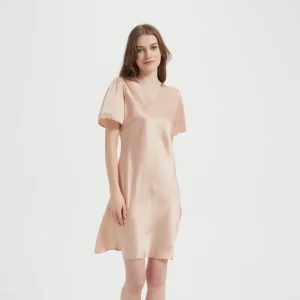 Women's Summer Short-Sleeved Silk Nightdress Loose Fit 100% Mulberry Silk Loungewear Solid Colors Princess Style Sleepshirts - AliExpress Women's Sleep & Lounge