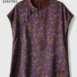 BirdTree-100%Real Silk Watered Gauze Elegant Shirt, Short Sleeve Jacquard, Women Retro Casual Loose Blouse, 2026 Summer T63640CC - AliExpress Shirts & Blouses