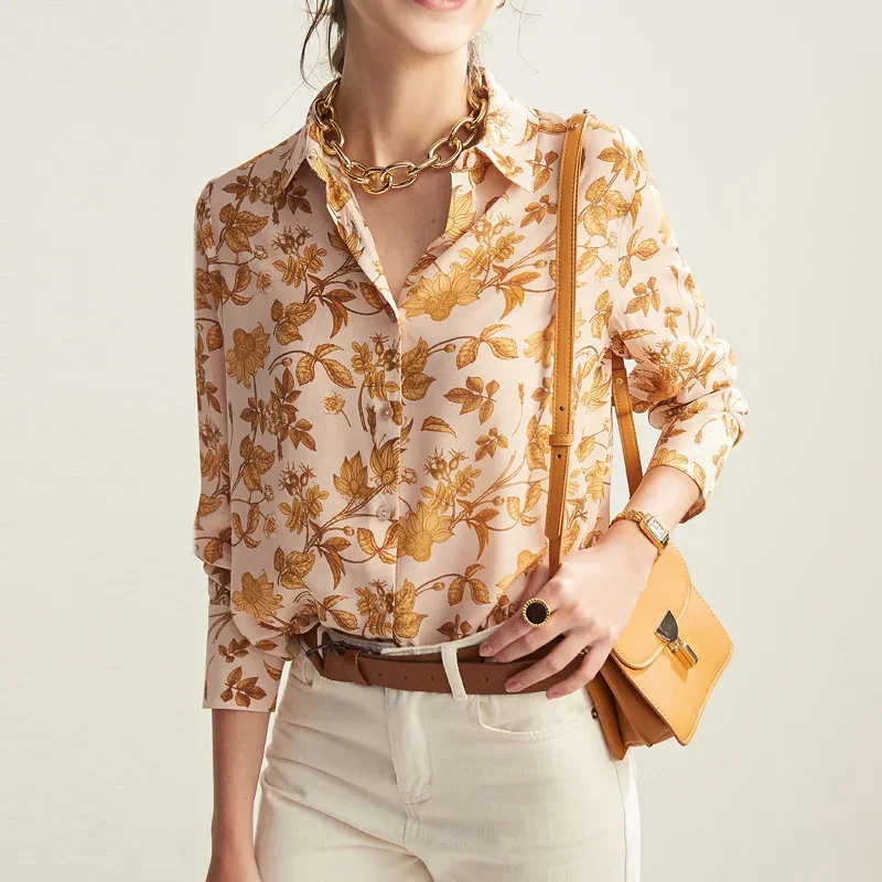 High Quality Women's Shirt 100% Silk Blouse Women Floral Top Female Long Sleeve Elegant Blouses New 2024 Blusas Mujer Pph3711 - AliExpress Shirts & Blouses
