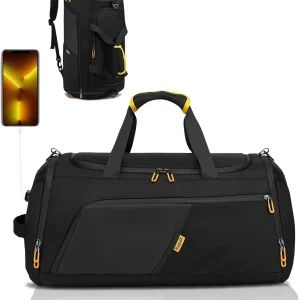 Gym Duffle Bag for Men Women, 50L Waterproof Sports Bag with Shoe Compartment, Wet Pocket & USB Port, Black - AliExpress Travel Bags
