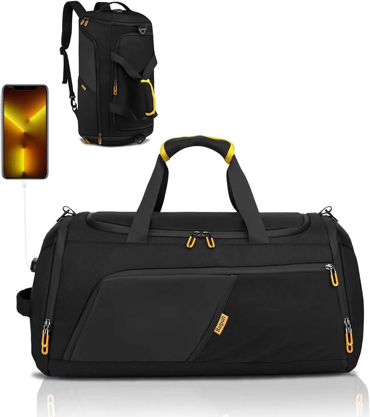 Gym Duffle Bag for Men Women, 50L Waterproof Sports Bag with Shoe Compartment, Wet Pocket & USB Port, Black - AliExpress Travel Bags