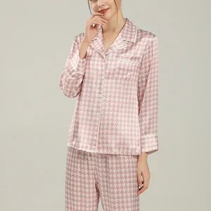 Winsleter, 19MM 100%Real Silk Elegant Pajama Set, Women Houndstooth Print , Fashion Casual Soft Homewear, Autumn Winter S40816CC - AliExpress Women's Sleep & Lounge