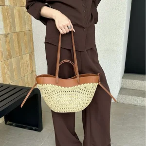 Women Elegant Handmade Woven Straw Bag Niche Premium Design Natural Texture Summer Beach Shoulder Tote Handbag - AliExpress Women's Handbags