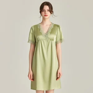 19MM 100% Mulberry Silk Sexy Nightdress with Chest Pad V-Neck Female Chemise Sleepwear Intimate Lingerie Short Nightgown Pajamas - AliExpress Women's Sleep & Lounge
