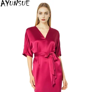 AYUNSUE 19Mm 100% Real Mulberry Silk Pajama Women Sleepwear Night Dress Woman 2026 Summer Clothes Women's Home Clothes Lace-up - AliExpress Women's Sleep & Lounge