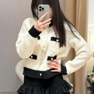 Unique Color Blo Knit Sweater Coat Women's Soft Cozy round Ne Open Cardigan French Sle Regular Fit Polyester Fiber - AliExpress Sweaters&Jumpers
