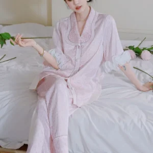 Original Gentle Girl with Chest Pad Pajamas Lotus Leaf Mid-sleeved Shorts Trousers Three-piece Set Loose Casual Women Loungewear - AliExpress Women's Sleep & Lounge