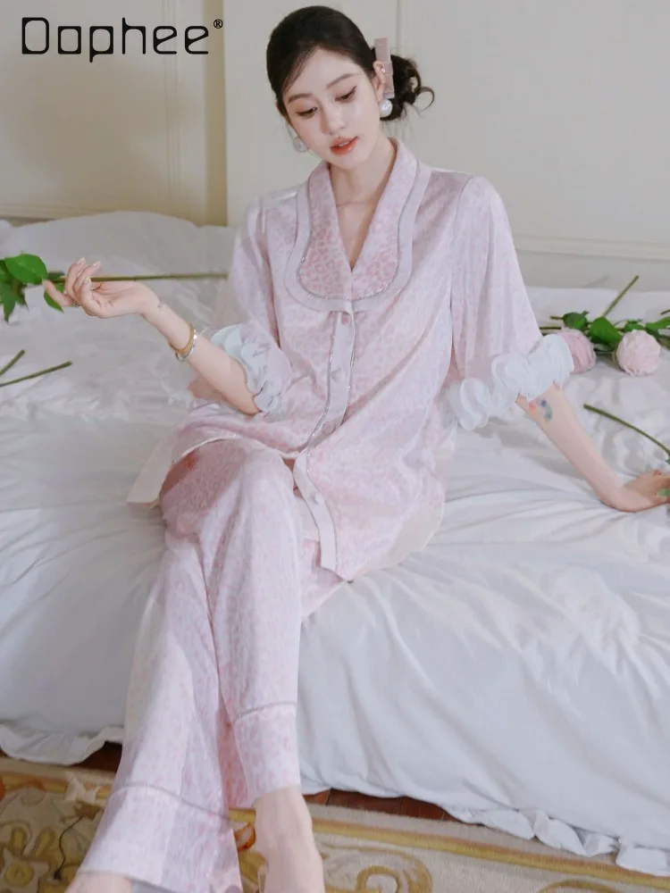 Original Gentle Girl with Chest Pad Pajamas Lotus Leaf Mid-sleeved Shorts Trousers Three-piece Set Loose Casual Women Loungewear - AliExpress Women's Sleep & Lounge
