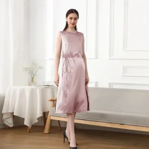 22 Momme 100% Mulberry Silk Nightdress Women Sexy Slit Sleepwear Long Sleeveless Dress Comfortable Loungewear Sleepshirt Nightie - AliExpress Women's Sleep & Lounge