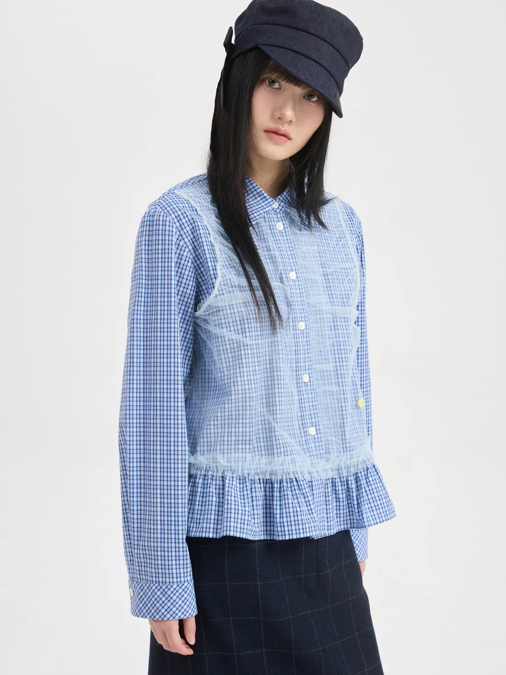 MICOAT Luy Fre Miu Spring Plaid Patchwork Lace Gored Hem irt Women's Sweet Sle Loose Fit Long Sve Button down - AliExpress Shirts & Blouses