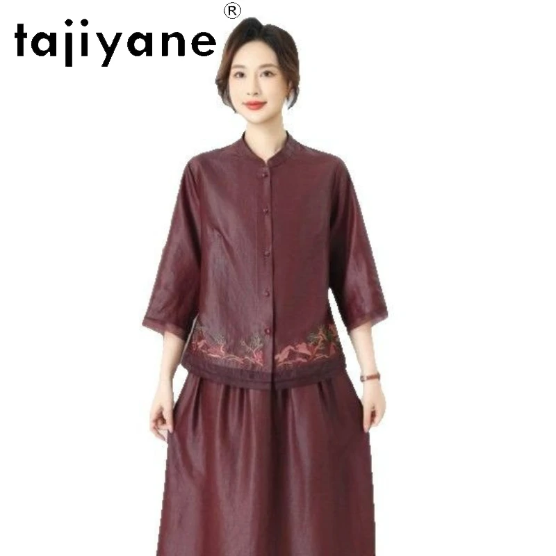 TAJIYANE 100% Mulberry Silk Xiangyun Sha Shirts Women Elegant Embroidered Blouse Stand Collar Spring Tops 2026 Woman Clothes 셔츠 - AliExpress Shirts & Blouses