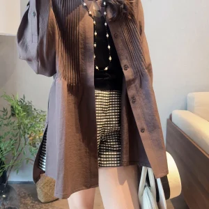 Elegant Long Sleeve Loose Women's Shirt Pleated Doll Top Fashion Design Breathable Polyester Cotton Blend Casual Wear - AliExpress Shirts & Blouses