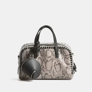 Snake Print Boston Bag Women New High Quality Cow Leather Y2K Vintage Handbag Luxury Woven Edge Shoulder Bag With Coin Purse - AliExpress Women's Handbags