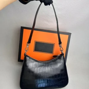 Fashion Womens Versatile Single Shoulder Bag Zipper Soft Black Crocodile Genuine Leather Casual Ladies Underarm Crossbody Bags - AliExpress Women's Handbags
