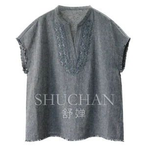 Ramie Linen Blouse New 2026 Industry Color Embroidery Bag Rotator Sleeve Shirt Women 52M2 Blusas De Mujer - AliExpress Shirts & Blouses