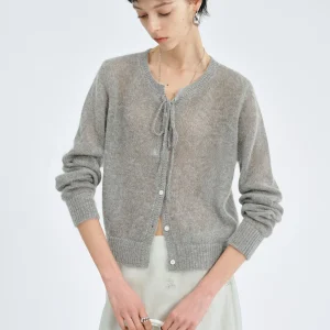PRE PREWORKS Spring Summer Light Wool Blend ort Knitted Cardigan with Belt Breathable Women's Faion Commute Sle - AliExpress Sweaters&Jumpers