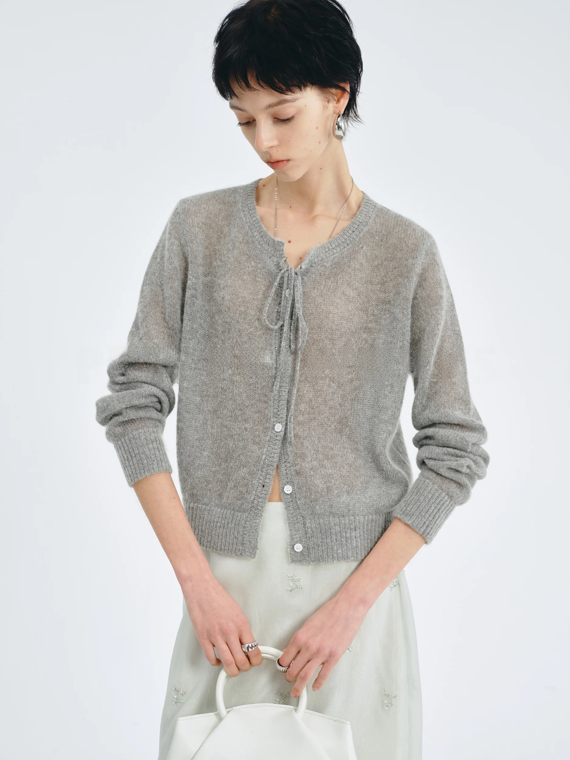 PRE PREWORKS Spring Summer Light Wool Blend ort Knitted Cardigan with Belt Breathable Women's Faion Commute Sle - AliExpress Sweaters&Jumpers