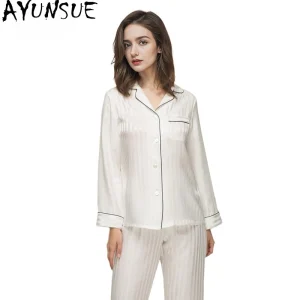 AYUNSUE 16Mm 100% Mulberry Silk Sleepwear Women Clothes Casual Pants Long Sleeve Top Two-piece Set Spring Pajama Sets Пижама - AliExpress Women's Sleep & Lounge