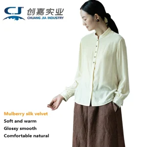Luxurious Silk Velvet Women's Blouses Stand-up Collars, Featuring Simple Elegant Style Comfortable Soft, Have a Shiny Finish - AliExpress Shirts & Blouses