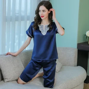 100% Mulberry Silk Short Sleeve Shirt & Shorts Pajamas Set Sexy Lace Ladies Leisure Pajama Summer Loungewear Homewear Pijamas PJ - AliExpress Women's Sleep & Lounge