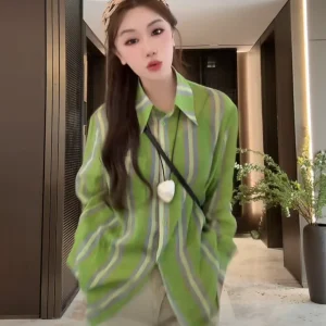 Paxue Recommended Spring Casual Lightweight Loose Slimming Breathable Striped Linen irt Women's Straight Cut Long Sve - AliExpress Shirts & Blouses