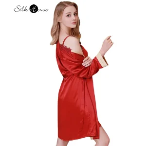 2025 Women's Sexy Spring and Autumn New Heavy Weight 100% Natural Mulberry Silk Satin Strap Sleeping Robe Two Piece Set - AliExpress Women's Sleep & Lounge