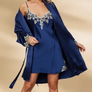 100% Mulberry Silk Pajama Set 2Pcs Women Lace Trim Camisole Nightgown & Robe Solid Luxury Satin Sleepwear Kimono Bathrobe Sets - AliExpress Women's Sleep & Lounge
