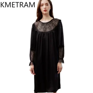 KMETRAM 19MM 100% mulberry silk Night Dress Woman Long Sleeve Nightgowns Dresses Summer Silk Sleepwear Women Clothing 2026 - AliExpress Women's Sleep & Lounge