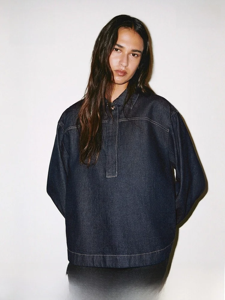 H&M Women's Button-Up Casual Cotton irt Spring 2026 Commute Original Jeans High nce Sensation Long Sve Flip Collar - AliExpress Shirts & Blouses