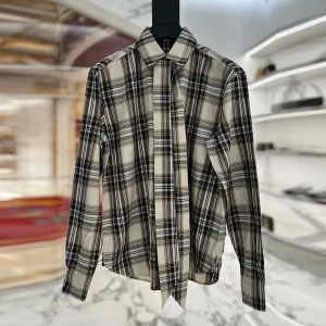 2025 New Old Money Aesthetic Women Shirt Long Sleeve Fashion Lace-up Vintage Plaid Striped Tops - AliExpress Shirts & Blouses