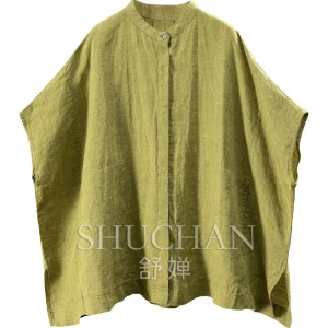 Loose Sense of Loose Yarn-dyed Linen Bat Five-quarter Sleeve Shirt Women's 76M3 Blusas Mujer De Moda 2026 Verano Elegantes - AliExpress Shirts & Blouses