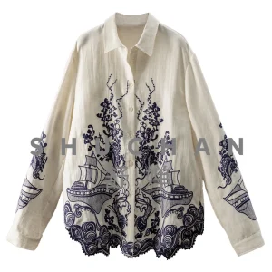Embroiery Lyocell Linen Loose Lapel Shirt  Women 28G9 Blusas Femininas Com Frete Gratis Blusas Femininas Elegantes - AliExpress Shirts & Blouses