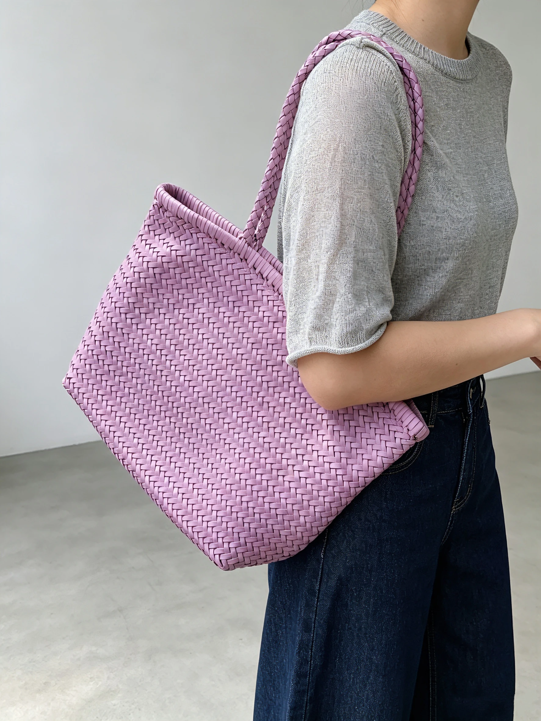 Top-grain Vegetable-tanned Leather Tote Bag Large Capacity Woven Tote Bag Women's Handbag - AliExpress Women's Handbags