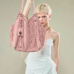 JACD Pink Leopard Print Commuter Tote Bag Large Capacity Women's Shoulder Bag American Retro Style Soft Synthetic Leather - AliExpress Women's Handbags