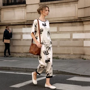 19 Momme 100% Mulberry Silk Short Sleeve Trousers Pajamas Set Women's Summer Elegant Print Luxury Loungewear Sleepwear Outerwear - AliExpress Women's Sleep & Lounge