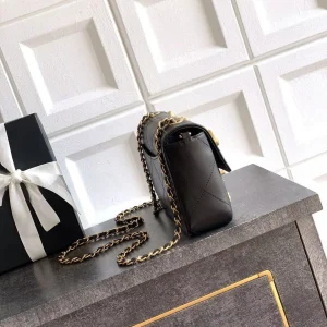 Black diamond-quilted leather flap crossbody bag, decorated with small metal charms (flowers, hearts, bows, and pearls), with a detachable gold chain shoulder strap. - AliExpress Women's Handbags