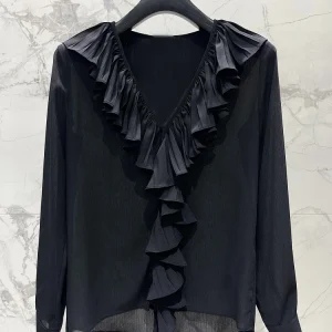 2026ss spring luxury new women causal ruffles V neck long sleeve shirt ladies chic fashion blouse tops - AliExpress Shirts & Blouses