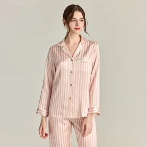 22MM 100% Real Silk Striped Pajama Set Fall Autumn Long Sleeve Pants Pyjamas Outdoor Sleepwear Loungewear Pajamas Two-piece Set - AliExpress Women's Sleep & Lounge