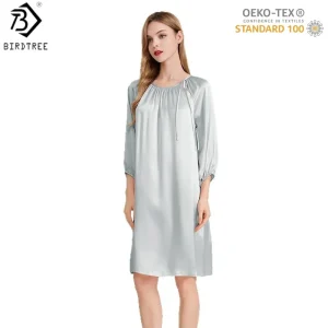Birdtree,OEKO-TEX,6A 16MM 100% Silk Sleep Nightgown,O-neck,Women's Sexy French-style Pajama Homewear Dress,2026 New D61208JF - AliExpress Women's Sleep & Lounge