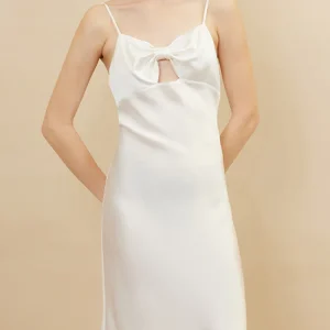 Winsleter-19MM 100%Real Silk Elegant Nightgown, Suspender Strap Bow, Women Simplicity Sweet Pajamas Dress, 2026 Spring P62010CC - AliExpress Women's Sleep & Lounge