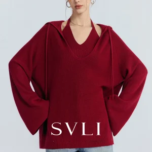 SVLI Poetic Clothing Woolen Loose Hooded Cardigan Two-Piece Set Hanging Ne Vest Women's Long Sve Knitted Sweater Set - AliExpress Sweaters&Jumpers