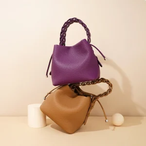 New Top Layer Cowhide Bucket Sprin Model Textured Genuine Leather Commuter Versatile Shoulder Crossbody Eleant Luxury Brand Bag - AliExpress Women's Handbags