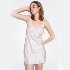 Women's Summer 100% Mulberry Silk Pajamas Sexy French Lace V Neck Backless Nightdress Suspender Design XL Size Two Pieces Louge - AliExpress Women's Sleep & Lounge
