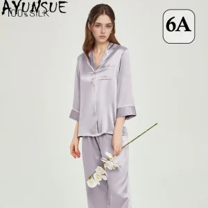 AYUNSUE 100% Mulberry Silk Pajamas for Women 19MM Silk Night Wear for Ladies 2026 Summer Newarrive Sleepwear Set Пижама Женская - AliExpress Women's Sleep & Lounge