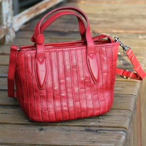Handmade Washed Vegetable Tanned Leather Crossbody Bag for Commuting Women Spliced Pleated Genuine Leather Shoulder Bag - AliExpress Women's Handbags